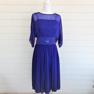 Vintage 50s/60s Union Label Violet Blue Party Dress from Toby Lynn